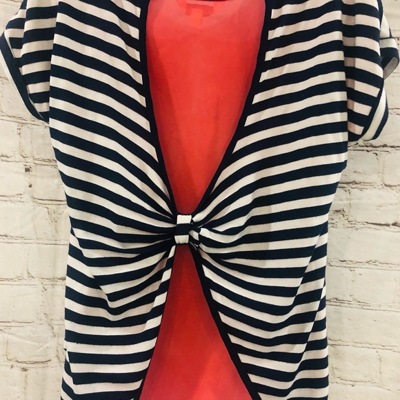 ❤️🔥Charming Charlie❤️🔥Striped SS Tee w/Sheer Back❤️🔥Measurements Pics❤️🔥 - Picture 4 of 11